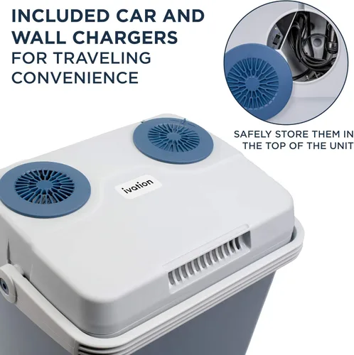 Miniatura 4 de Ivation Enfriador y calentador eléctrico con asa Refrigerador termoeléctrico portátil de 27 cuartos (25 L) para vehículos y camiones Cable