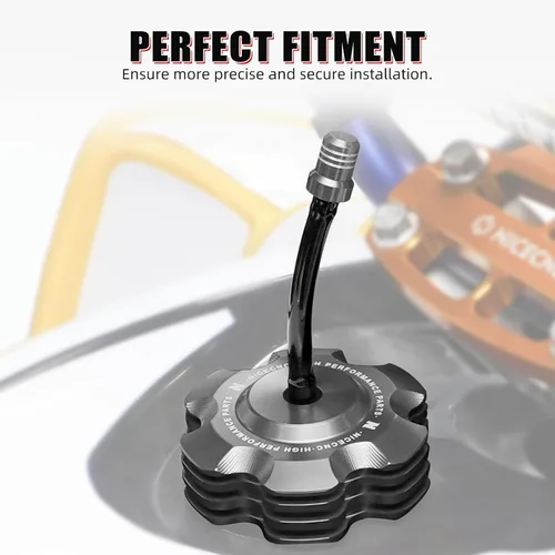 Miniatura 2 de NICECNC Tapa de combustible de gas negra con tubo de ventilación compatible con Yamaha Raptor 700 700R, Grizzly 125 TTR110 TTR125LE, repuesto