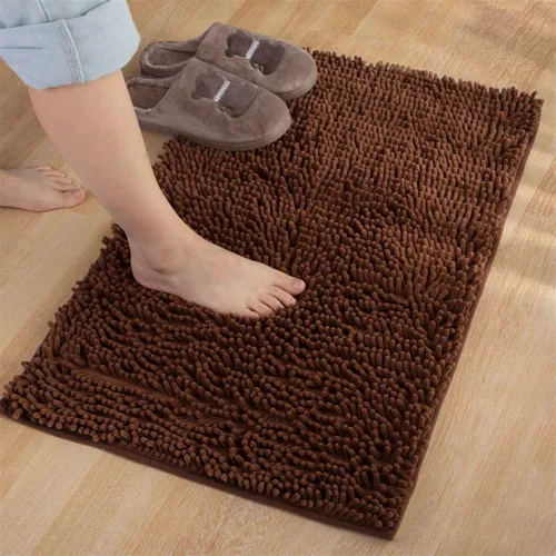 Reyox Tapete de baño de felpilla gruesa, suave, duradero, absorbente de agua, de secado rápido, antideslizante, para cocina, baño, dormitorio, Café