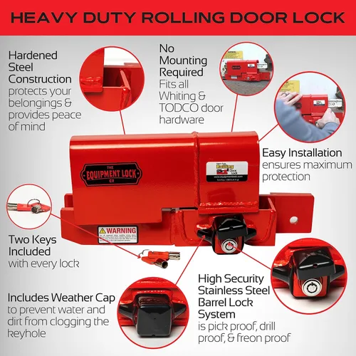 Miniatura 3 de Equipment Lock Co. Cerradura de puerta enrollable resistente con llave similar, modelo # HDRDL-KA