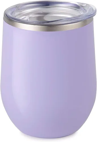 Miniatura 19 de Maars Bev - Vaso de vino de acero inoxidable sin tallo con tapa, aislado al vacío de 12 onzas, a prueba de derrames, apto para viajes, vasos midnight