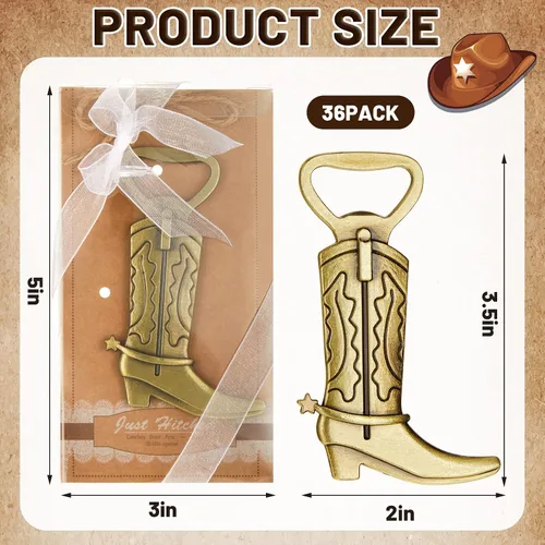 Miniatura 2 de Hortsun 36 juegos de abrebotellas para botas de vaquero, para baby shower, regalos para invitados de fiesta, abrebotellas, regalos a granel
