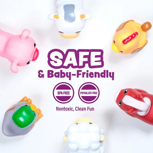 Miniatura 6 de Tub Works® Barnyard™ - Juguetes de baño sin moho, paquete de 6 Diseño de juguetes de baño sellados y sin agujeros que mantiene la humedad fuera