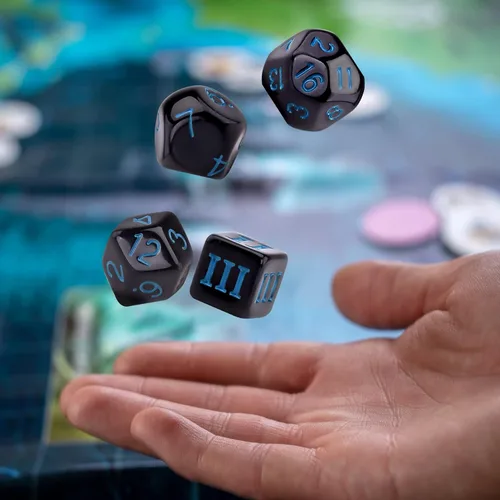 Miniatura 7 de AUSTOR Juego completo de dados poliédricos D3-D100 de 15 piezas con una bolsa de almacenamiento de cuero con cordón para juegos de mesa