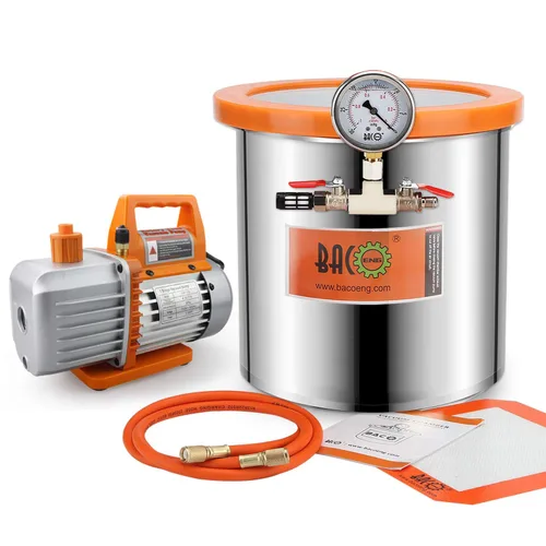Miniatura 8 de BACOENG Cámara de vacío de 3 galones con tapa de vidrio templado, kit de cámara de desgasificación de acero inoxidable para estabilizar madera