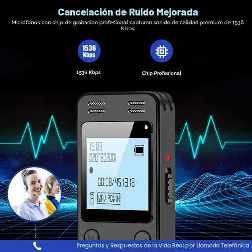 Miniatura 2 de EVIDA - Grabadora de voz digital de 128 GB para conferencias y reuniones, 9296 horas, dispositivo de grabación activado por voz, grabadora de audio