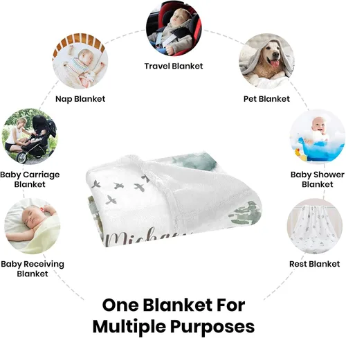 Miniatura 6 de Manta de bebé personalizada con nombre, manta de bebé personalizada para niñas y niños, aventura espera cosas, manta para guardería, manta de oso