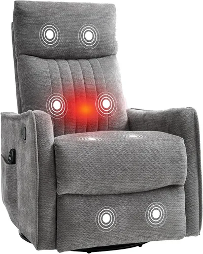 Miniatura 24 de PELUMY Silla Reclinable Mecedora Giratoria 360 para Adultos, Silla Mecedora de Guardería con Calor y Masaje, Silla Reclinable Deslizante para Beige