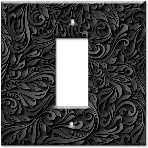 Miniatura 7 de Art Plates - Placa de interruptor basculante de doble banda (Rocker - GFCI) - Placa de pared - Estampado floral negro - Hecho en Estados Unidos