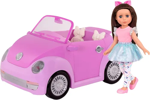 Miniatura 12 de Glitter Girls Paquete de muñeca y vehículo de 14 pulgadas - Cabello rubio y ojos verdes - Coche azul y naranja - Maletero y soportes para cupcakes