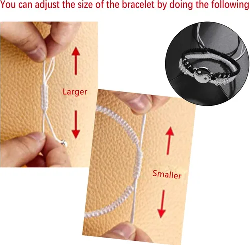 Miniatura 6 de Collares Yin Yang para 2 mejores amigos con pulseras de cordón ajustables a juego y aretes para mejor amiga, amistad, San Valentín, novio, novia