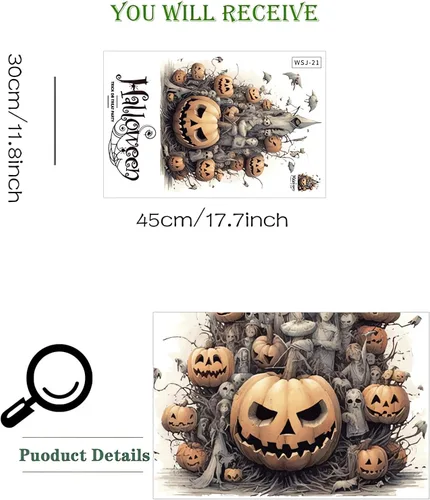 Miniatura 5 de Calcomanías de pared de monstruo de calabazas de Halloween, calcomanías de pared de fantasmas de terror de Halloween, vinilo extraíble