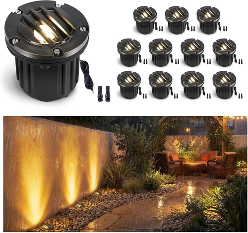 Miniatura 15 de Gardenreet Luces de Pozo de Bajo Voltaje para Exteriores - Latón 12V Bombilla LED Reemplazable Iluminación Empotrada en el Suelo, Accesorio de Tapa