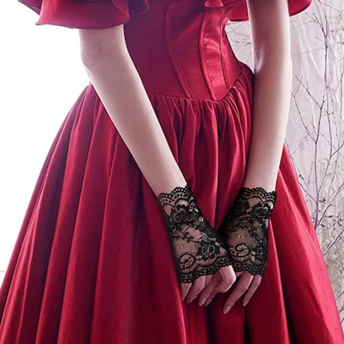 Miniatura 7 de Papoopy Guantes de encaje blanco para mujer, para bodas, fiestas de té, cosplay, disfraces