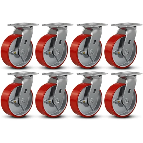Miniatura 10 de Ruedas industriales de 4 x 2 pulgadas, ruedas resistentes, ruedas de poliuretano, capacidad de hasta 3200 libras. Uso para camión de plataforma