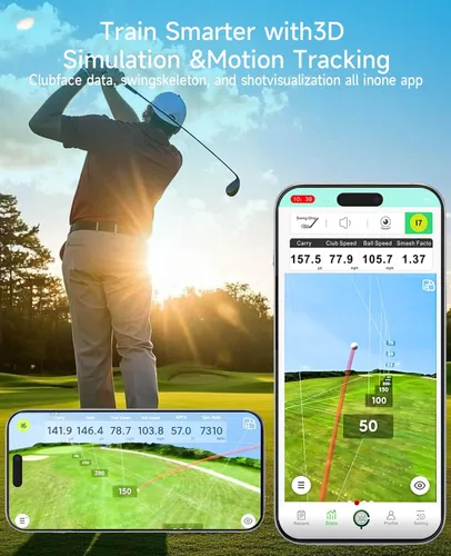 Miniatura 5 de Monitor de lanzamiento de golf portátil Pro X1 Plus, simuladores para hogar y entrenamiento, monitor de lanzamiento móvil para análisis de swing