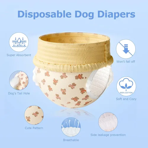 Miniatura 3 de Ambreview Pañales para Perras Hembras, Pañales Desechables para Perras Hembras con Cintura Elástica, Pañales Tipo Pull-Up para Cachorros