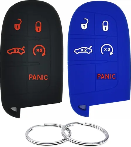 Miniatura 11 de REPROTECTING Funda de llavero de goma de silicona Compatible con Chrysler 200 300 2011-2021 Dodge Challenger Charger Dart Durango Journey Fiat 500 L