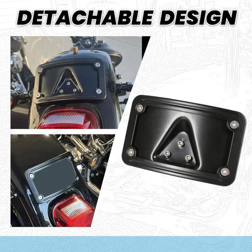 Miniatura 3 de ECOTRIC Soporte de placa de matrícula curvada con marco de reemplazo de montaje de placa Harley para 3148
