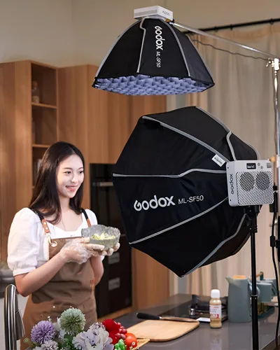 Miniatura 7 de GODOX Luz de video ML100BI, salida 120W, temperatura de color 2800-6500K, luz de video portátil LED de temperatura de color dual ≥97 TLCI ≥98, 11