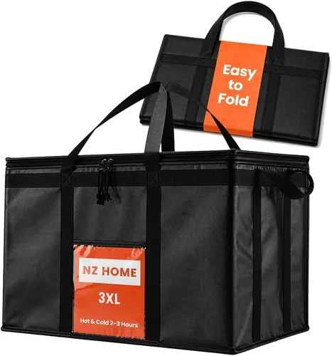 NZ home Bolsas aisladas para entrega de alimentos (3XL) Bolsa enfriadora de compras de comestibles, entrega de pizza, bolsa de catering para bebidas