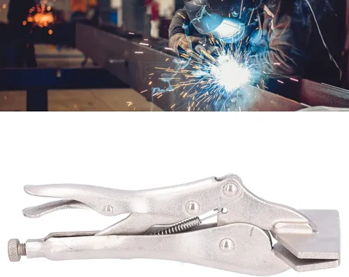 Miniatura 2 de Alicates de bloqueo con boca plana, alicates de hoja ajustables para doblado de metal, rotura y engaste de metal, acero 55# (8 pulgadas)