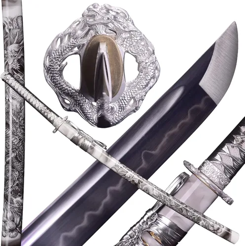 Miniatura 8 de Espada Katana Hecha a Mano, Espada Samurai Japonesa de Acero al Carbono T10, Templada en Arcilla, Espiga Completa, 40.5 Pulgadas/103 cm