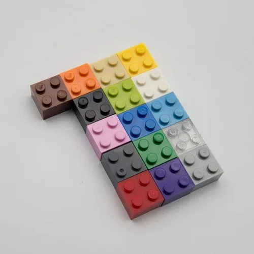 Miniatura 3 de Bloque de ladrillos clásico a granel, ladrillos marrones 2x2, ladrillos de construcción planos 100 piezas, compatible con piezas y piezas de Lego