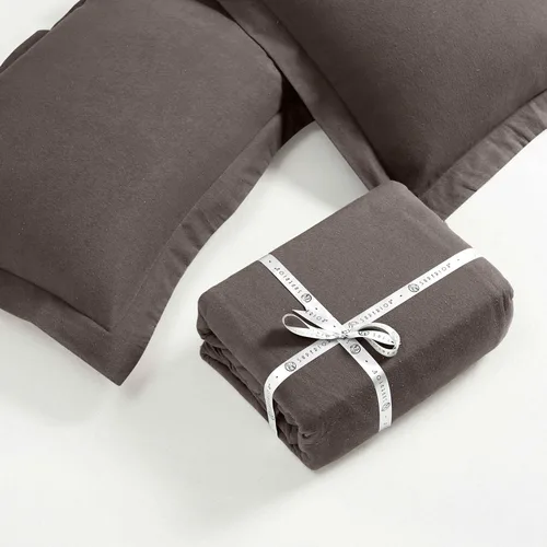 Miniatura 12 de Superior Juego de funda de edredón de franela de algodón, ropa de cama de algodón cepillado, cómodo y suave, juego de 2 piezas que incluye 1 funda