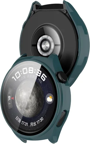 Miniatura 4 de PC+Funda protectora de pantalla de vidrio templado compatible con Huawei Watch 4, protector de pantalla para Huawei Watch 4, cobertura completa negro
