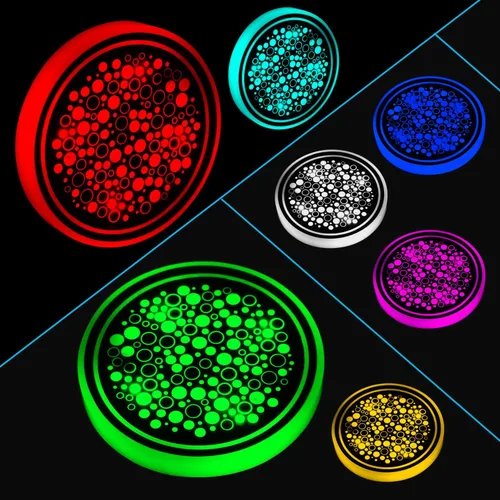 Miniatura 2 de ACODABLEM Paquete de 2 luces LED portavasos, posavasos para automóvil con 7 colores cambiantes, tapete de carga USB, almohadilla luminiscente