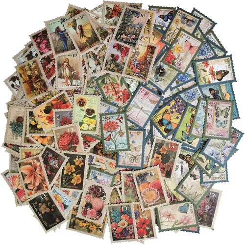 Juego de calcomanías de estilo vintage con diseño de flores, hada, mariposa, plantas, decorativas, para srapbooking, manualidades, diario,