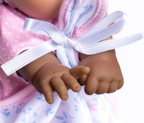 Miniatura 3 de La Baby Muñeca afroamericana de cuerpo suave pequeño de 11 pulgadas JC Toys - La Baby Lavable Traje floral rosa extraíble con sombrero