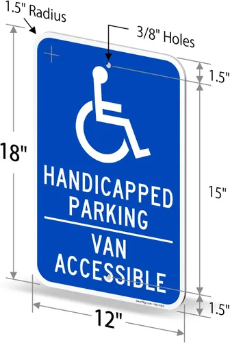 Miniatura 5 de SmartSign Cartel con texto en inglés "Aparcamiento para discapacitados - Accesible para furgonetas", compuesto de aluminio de 120 mil de grosor