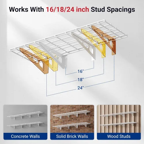 Miniatura 4 de FLEXIMOUNTS Estante de pared de 12 pulgadas por 72 pulgadas, estante de almacenamiento de garaje, estantes flotantes montados en la pared, 1 x 6