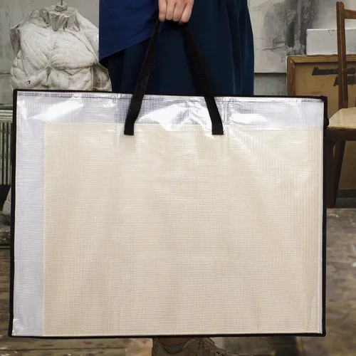Miniatura 6 de SUNEE Bolsa de arte de 19 x 25 pulgadas, 3 paquetes de organizador de suministros para artistas con asa, carpeta de almacenamiento con cremallera