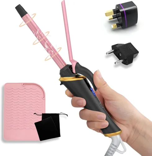 Ukliss Mini rizador de 1/2 pulgada, rizador de barril pequeño de viaje para cabello corto y flequillo, calor rápido de 30 segundos, 5 ajustes de