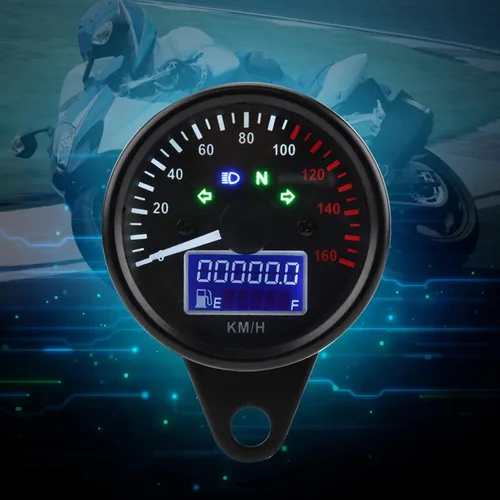 Miniatura 7 de Velocímetro digital LED para motocicleta, medidor LCD universal con tacómetro odómetro 0-160KM/H pantalla de velocidad para ATV Dirt Bike Scooter
