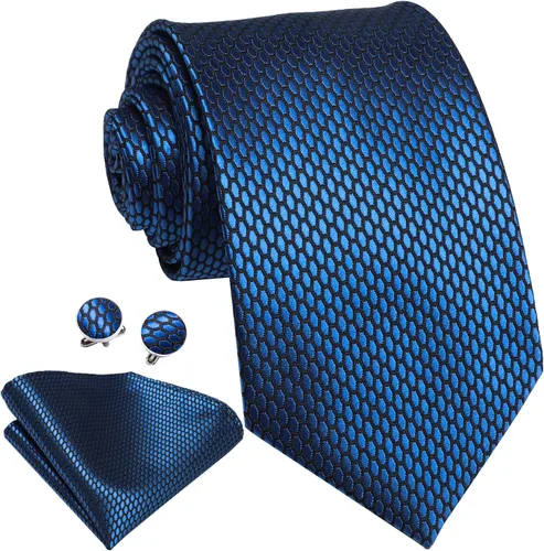 Miniatura 205 de Dubulle Corbata tejida de cachemira para hombre y gemelos de pañuelo para hombre, conjunto de gemelos para boda formal y negocios