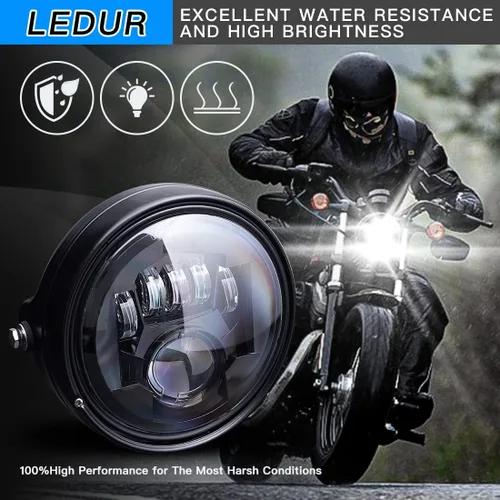 Miniatura 6 de LEDUR - Faro delantero LED redondo para motocicleta de 7 pulgadas, aprobado por DOT, con haz alto y bajo, con carcasa y cubeta, para Harley, Yamaha