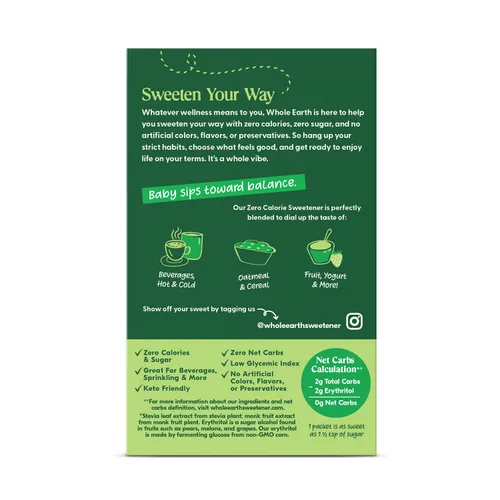 Miniatura 3 de Whole Earth Sweetener Co. NATURE SWEET Edulcorante de fruta de estevia y fruta de monje, edulcorante de eritritol, paquetes de estevia de hoja