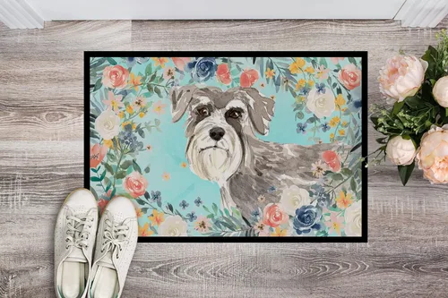Miniatura 2 de Caroline's Treasures CK3413JMAT Schnauzer #1 - Tapete para puerta delantera, 24 x 36 pulgadas, para interiores y exteriores, para entrada