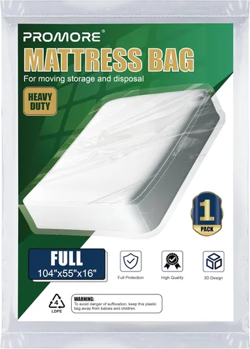 Miniatura 18 de Bolsa de colchón de plástico para mudanza o almacenamiento, tamaño individual/individual XL (1.5 mil), fundas protectoras de colchón impermeables