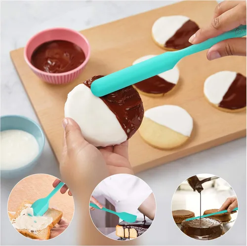 Miniatura 3 de HOTEC Juego de 5 espátulas de goma de silicona resistentes al calor de 600 ℉, sin BPA, para cocina, hornear, mezclar para utensilios de cocina