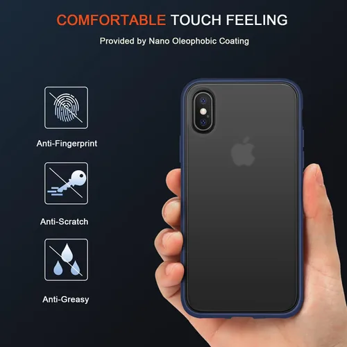 Miniatura 2 de TENDLIN Compatible con iPhone Xs Max, funda translúcida mate dura con parachoques de silicona suave, cómoda funda (azul)
