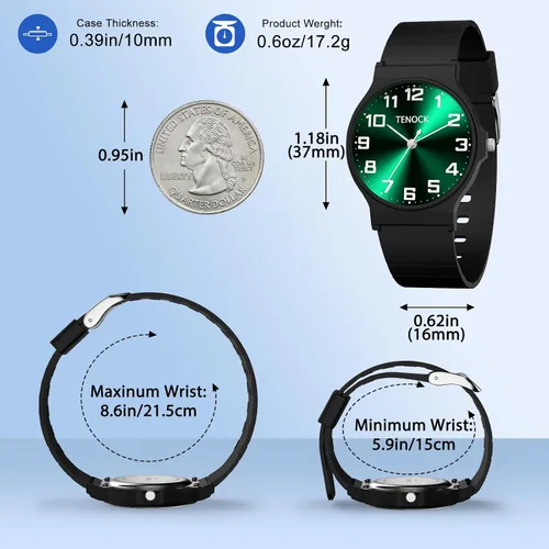 Miniatura 5 de Reloj analógico para niños y niñas, resistente al agua hasta 30M, reloj deportivo para niños, fácil de leer, con esfera fina, correa suave