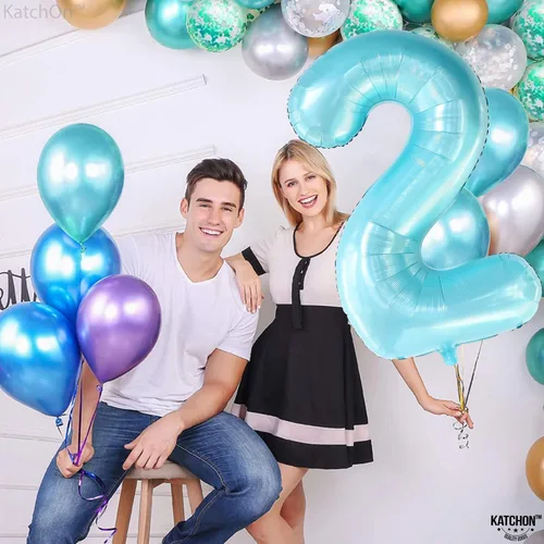 Miniatura 6 de KatchOn Globo Gigante de Color Azul Claro Número 2 - 40 Pulgadas Globo Azul Claro Número 2 Dos Decoraciones Geniales de Cumpleaños para Niño