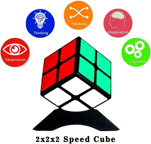 Miniatura 3 de Cubo de velocidad 2x2, rompecabezas clásicos de cubo 2x2 de juguete (negro)
