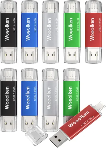 Miniatura 19 de Unidad flash USB C de 8 GB, paquete de 10 unidades flash Wooolken tipo C + USB 2.0 Thumb Drive OTG Memory Stick compatible con iPhone 16/15