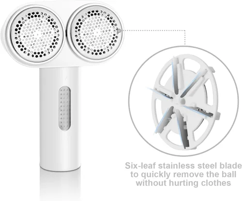 Miniatura 3 de Cuchillas de repuesto para afeitadora de tela eléctrica con diseño de acero inoxidable de seis hojas, paquete de 2, color blanco